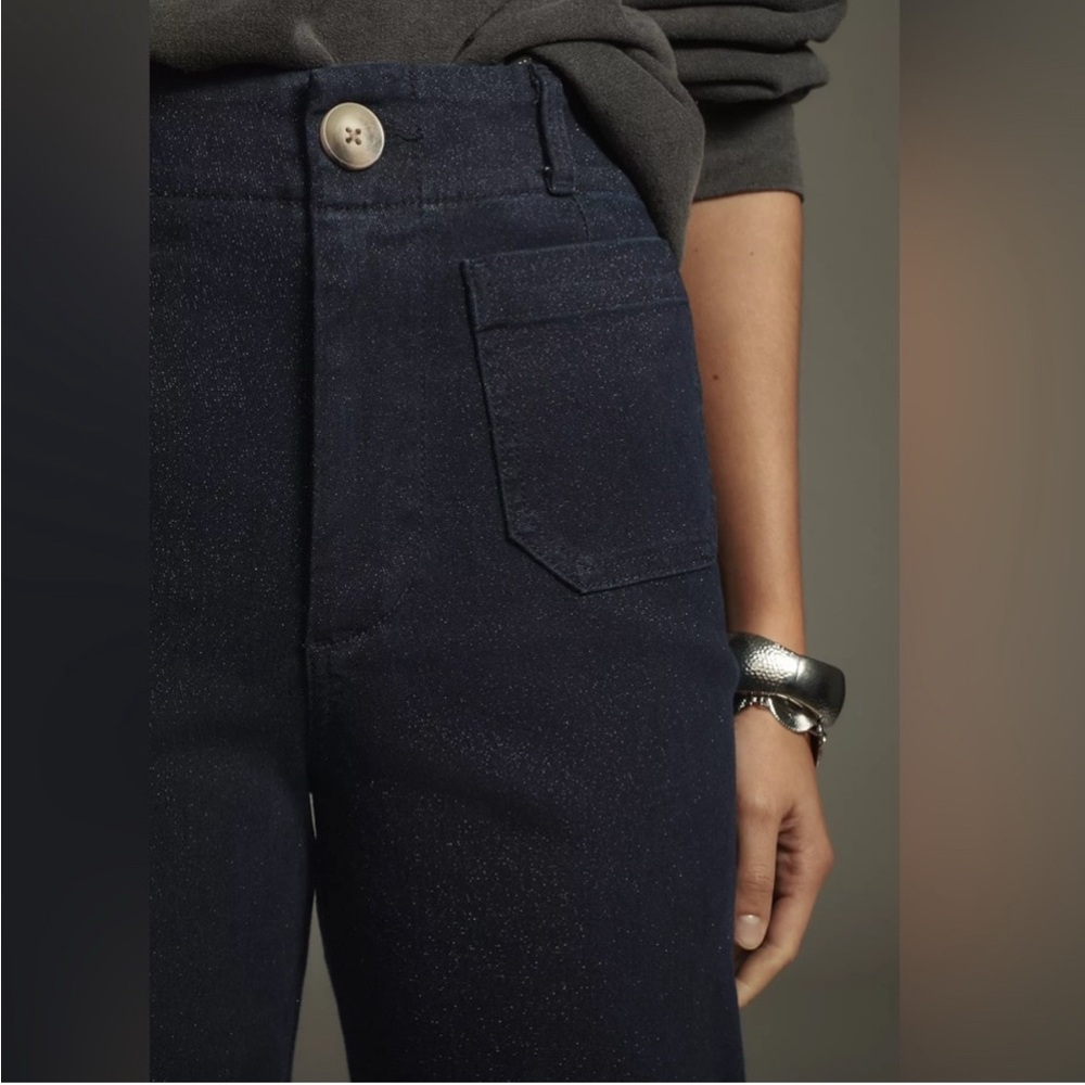 Anthropologie The Colette High-Rise Cropped Wide-Leg Jeans Sparkle plus 16 W - Picture 6 of 9